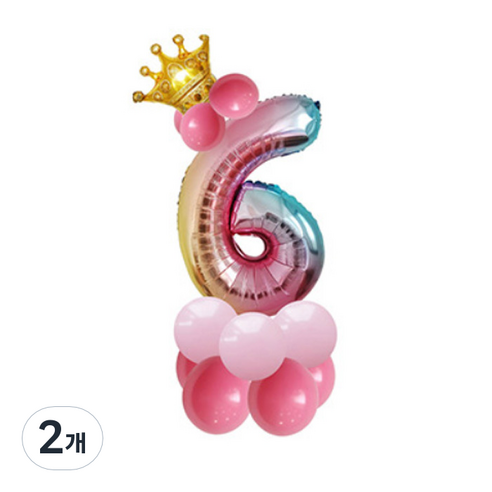 윰스 크라운 스탠드 DIY숫자풍선 115cm, 숫자6, 2개
