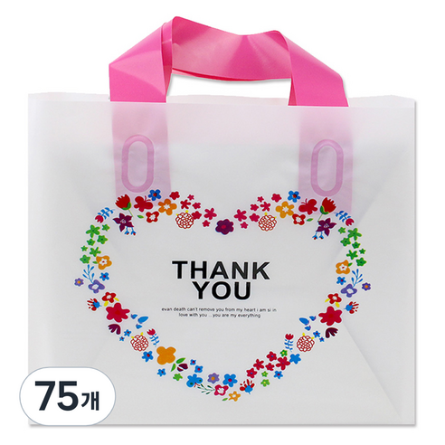 아이엔피 LDPE 손잡이 비닐백 소 30 x 20 cm, 02 땡큐하트, 75개