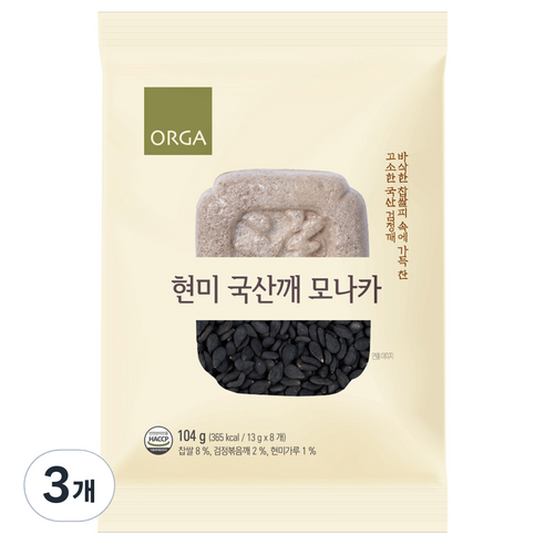 ORGA 현미 국산깨 모나카, 104g, 3개