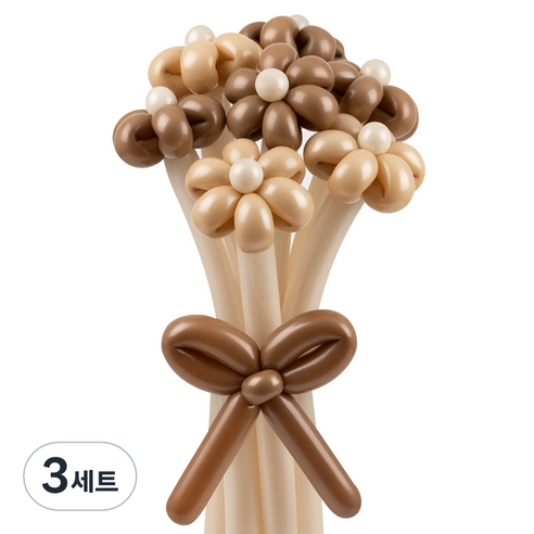 셈퍼텍스 요술풍선 데이지 튤립 꽃다발 만들기 세트, 카푸치노 2색혼합, 3세트