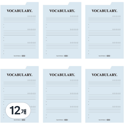플레픽 스티키 점착식 인덱스 메모지 14 VOCABULARY, 블루, 12개