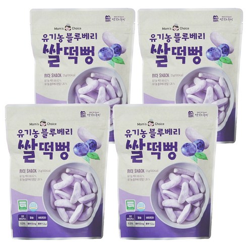맛있는풍경 유기농 블루베리 쌀떡뻥, 블루베리맛, 25g, 4개