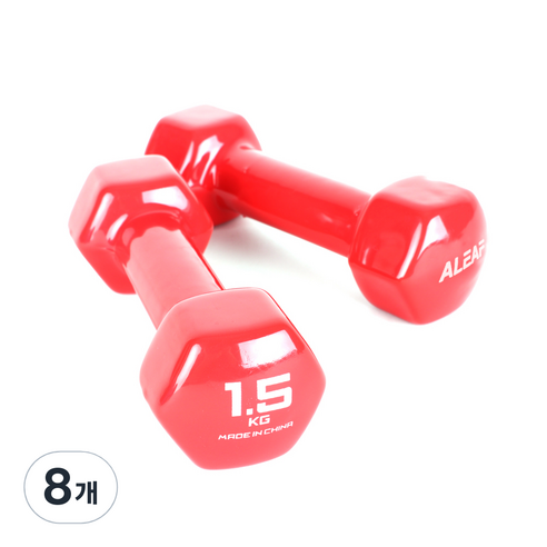 아리프 PVC 컬러 아령 레드, 1.5kg, 8개