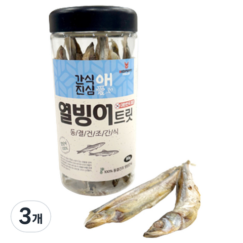 레드퍼피 반려동물 간식애진심 트릿 동결건조 통간식, 열빙어맛, 80g, 3개