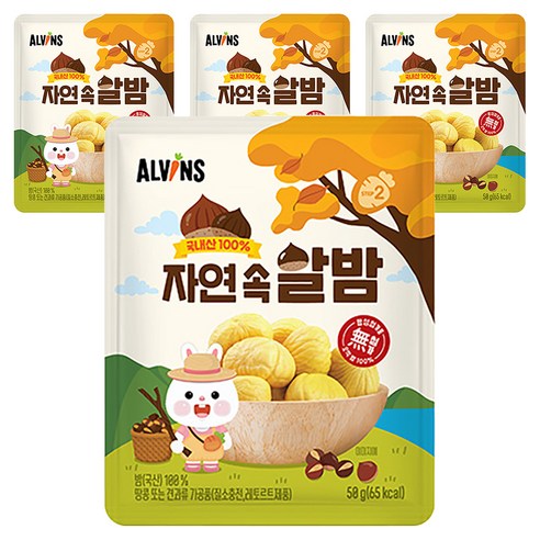 엘빈즈 자연속 알밤, 맛밤, 50g, 4개