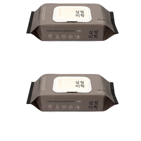 살림미학 물걸레 청소포 대형 25매, 2개