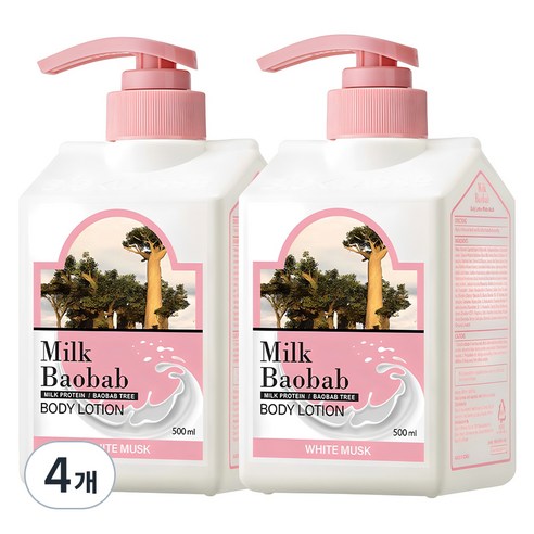 밀크바오밥 바디로션 화이트 머스크향, 500ml, 4개