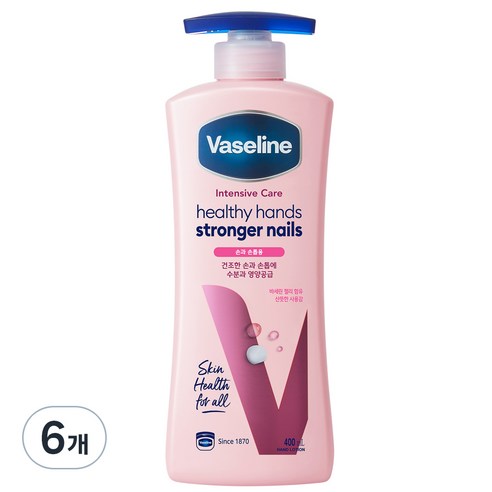 바세린 인텐시브 케어 헬씨 핸드 앤 스트롱거 네일 로션 손&손톱용, 6개, 400ml