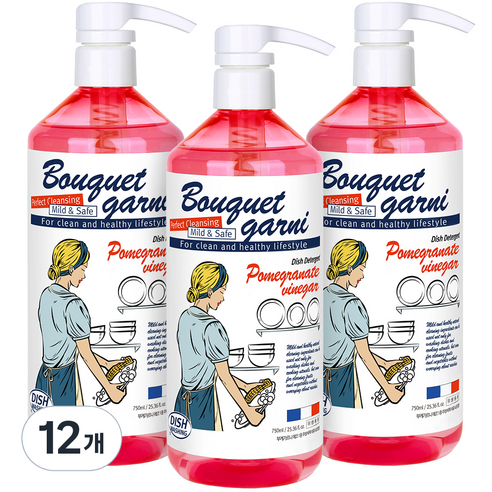 부케가르니 에코 주방세제 석류식초향, 12개, 750ml