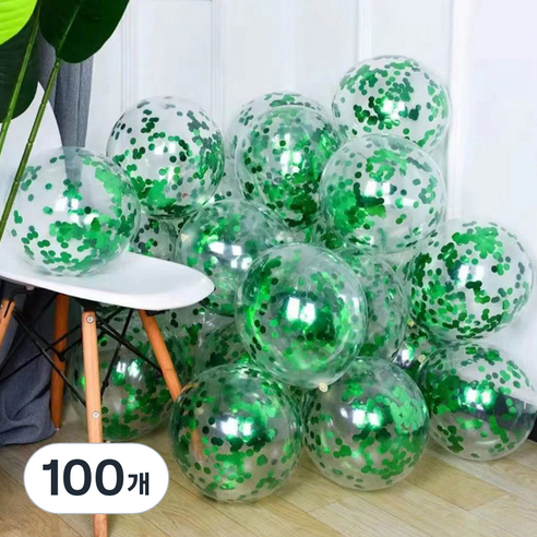 팡파티 파티풍선, 그린스팽글, 100개