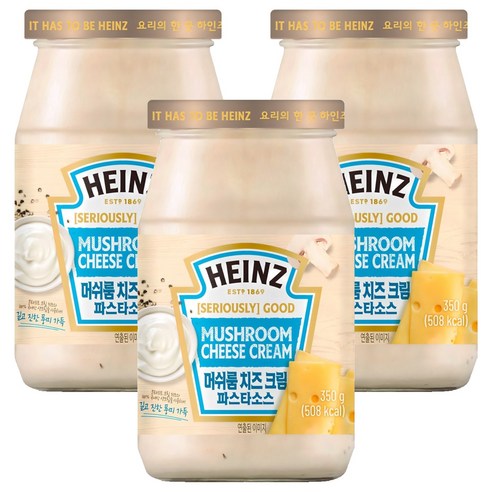 하인즈 머쉬룸 치즈 크림 파스타 소스, 350g, 3개
