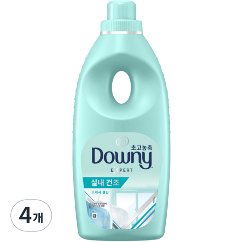 다우니 섬유유연제 실내건조 프레시 클린 자스민향, 1L, 4개