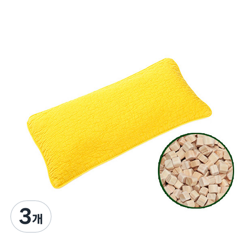 편백아트 순면 피그먼트 베이직 베개, 노랑, 3개