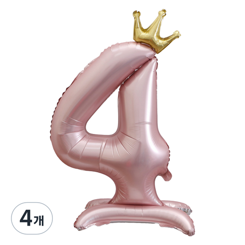 세컨드베스트 크라운 스탠딩 숫자 파티풍선 100cm, 핑크 숫자 4, 4개