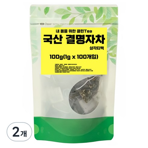 비니플랑센 내 몸을 위한 클린Tea 결명자차 삼각티백, 1g, 2개, 100개입