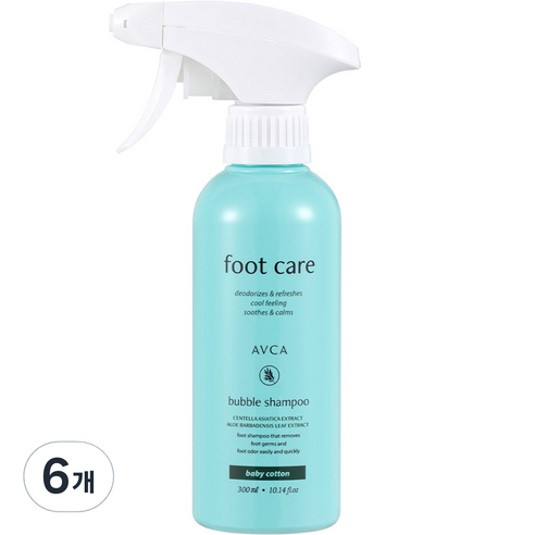 아브카 풋 케어 버블 샴푸 베이비 코튼향 300ml, 6개, 1개입