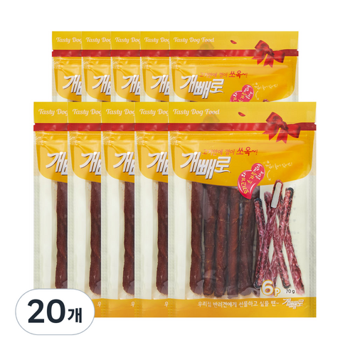 개빼로 콜라보 강아지 껌 6p 70g, 오리 + 가죽껌 혼합맛, 20개