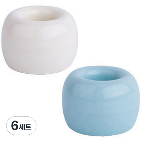 도자기 칫솔꽂이 2p, 블루 + 화이트, 6세트