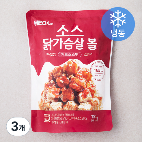 허닭 소스 닭가슴살볼 저크소스맛 (냉동), 100g, 3개