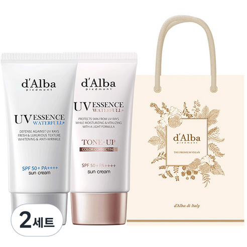 달바 워터풀 에센스 선크림 SPF50+ PA++++ 50ml + 워터풀 톤업 선크림 SPF50+ PA++++ 50ml + 기프트백, 2세트