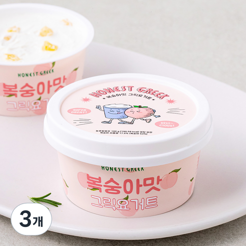 어니스트그릭 복숭아맛 그릭요거트, 100g, 1개입, 3개