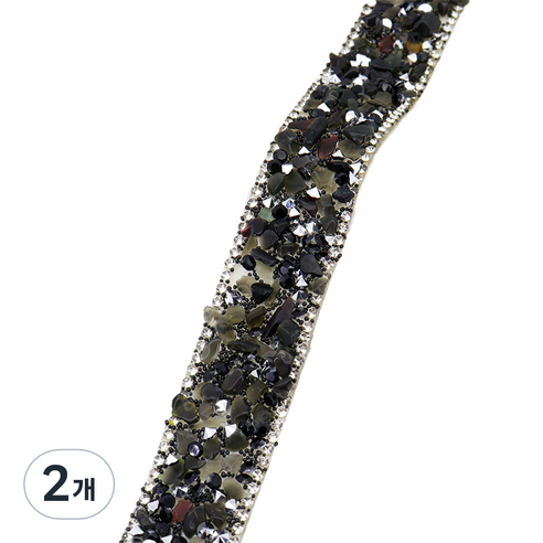 미소로운 쥬얼리 라인스톤 리폼 스티커 2cm, 블랙 라인, 2개