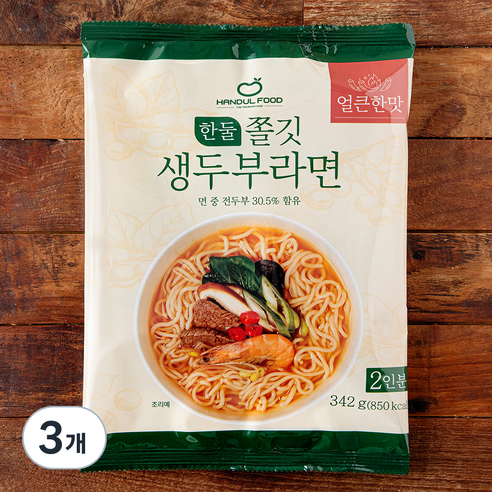 한둘푸드 쫄깃 생두부 라면 얼큰한맛 2인분, 342g, 3개