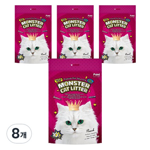 푸르미 고양이 몬스터 캣리터 1.5mm 극세사 두부모래 고급형, 10L, 8개, 복숭아