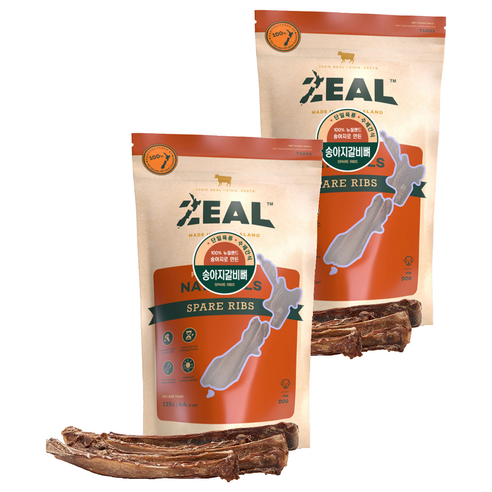 질 강아지 뉴질랜드산 수제간식, 송아지갈비뼈, 125g, 2개