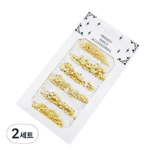 테네져 여름 바다생물 네일데코 세트, 골드, 2세트