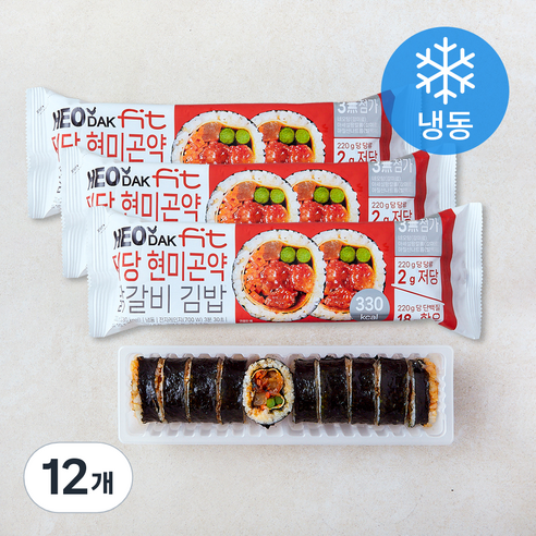 허닭 FIT 저당 현미곤약 닭갈비 김밥 (냉동), 220g, 12개