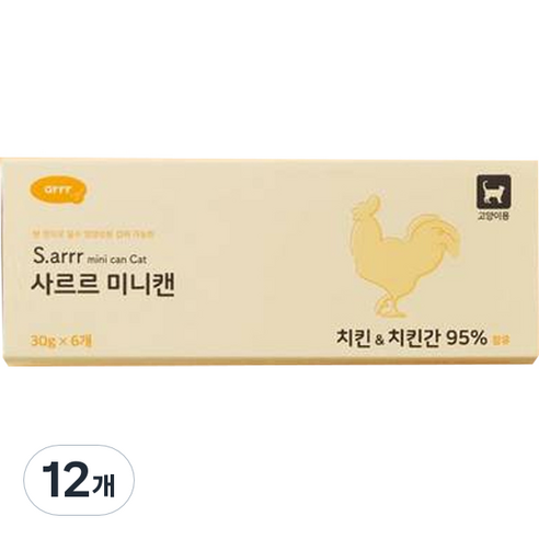 아르르 고양이 3개월~전연령 미니캔, 닭, 30g, 12개