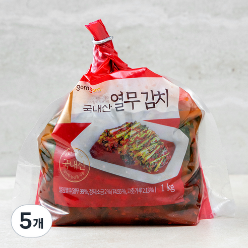 곰곰 국내산 열무 김치, 1kg, 5개