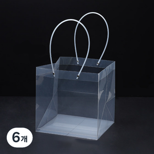 미화부장 PVC 비닐 꽃다발 화분 식물 선물 케이크 포장 투명 긴 대형 쇼핑백, 08 사각 특대, 6개