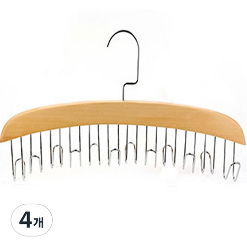 원목 벨트 넥타이걸이 12구, 베이지, 4개