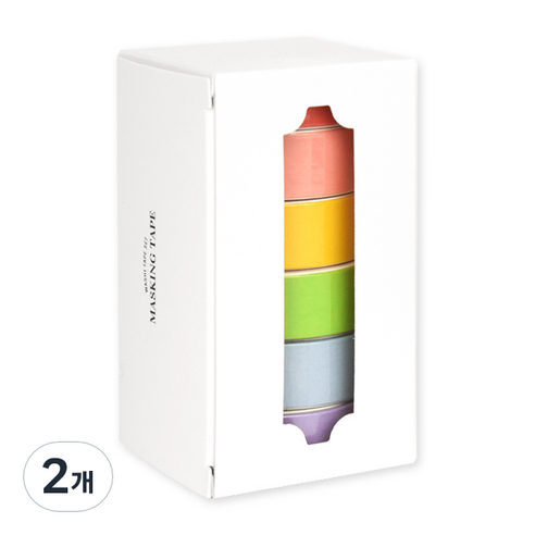 왈가닥스 모노라이크 마스킹테이프 6p 세트, Coral + Peach + Lemon + Lightgreen + Palesky + Lilac, 2개