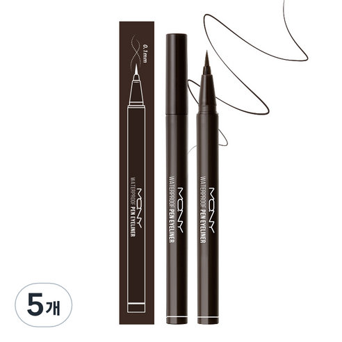맥퀸뉴욕 워터프루프 펜아이라이너 0.6g, 브라운블랙, 5개
