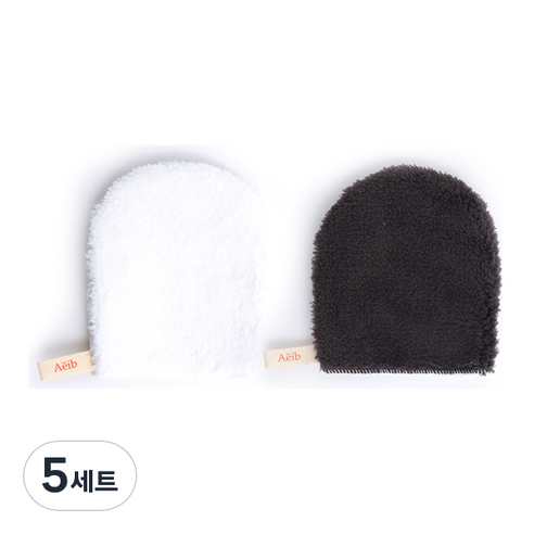 에이브 클렌징 글러브 2종 세트, 5세트, 화이트, 블랙
