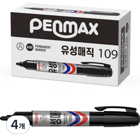 펜맥스 점보 유성매직 109 12p, 흑색, 4개