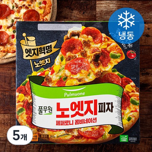 풀무원 노엣지 피자 페퍼로니 콤비네이션 (냉동), 393g, 1개입, 5개