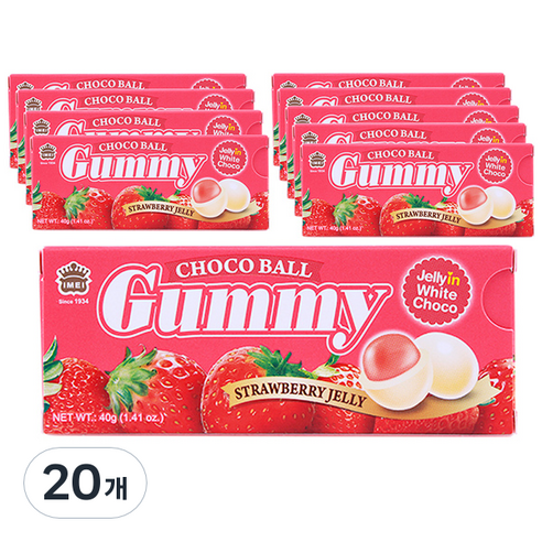 이메이 구미초코볼 딸기맛, 40g, 20개