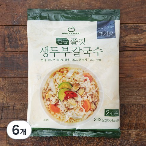 한둘푸드 쫄깃 생두부 칼국수 멸치맛 2인분, 342g, 6개