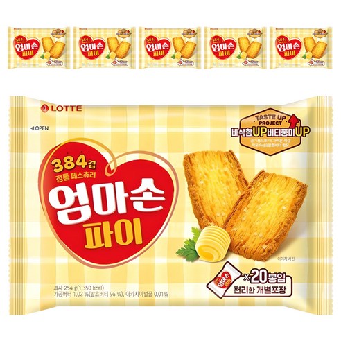 롯데웰푸드 엄마손파이, 254g, 6개