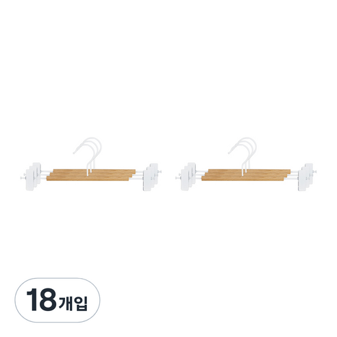 모노플랫 원목 포인트 바지걸이, 화이트  + 우드, 18개
