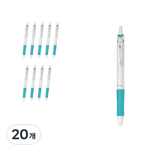 파이롯트 아크로볼150 유성볼펜 0.7mm BAB-15F, 화이트에메랄드그린 + 블랙심, 20개