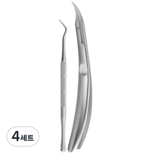 플라카 큐티클 네일케어 페디큐어 니퍼 2종 세트, 실버, 4세트