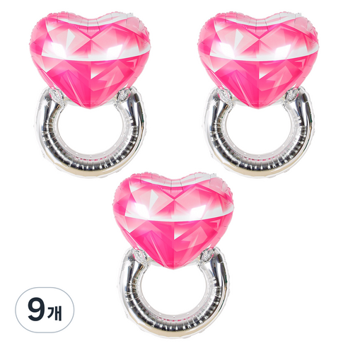 조이파티 다이아몬드 반지 풍선 70cm, 핑크, 9개