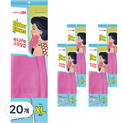 롯데이라이프 고무장갑 특대 특대(XL) 이상, 핑크, 20개