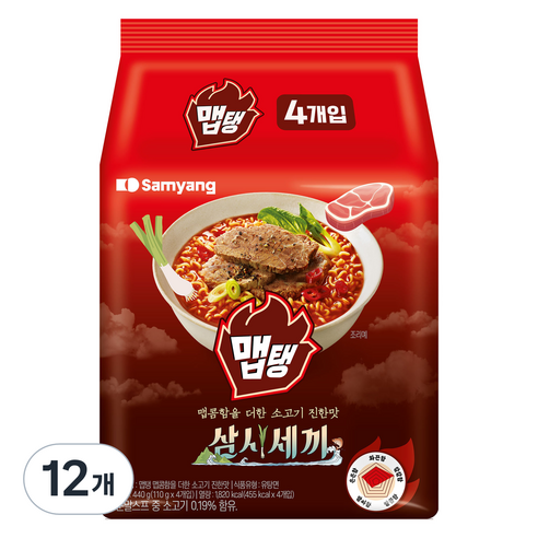 맵탱 맵콤함을 더한 소고기 진한맛 라면 110g, 12개