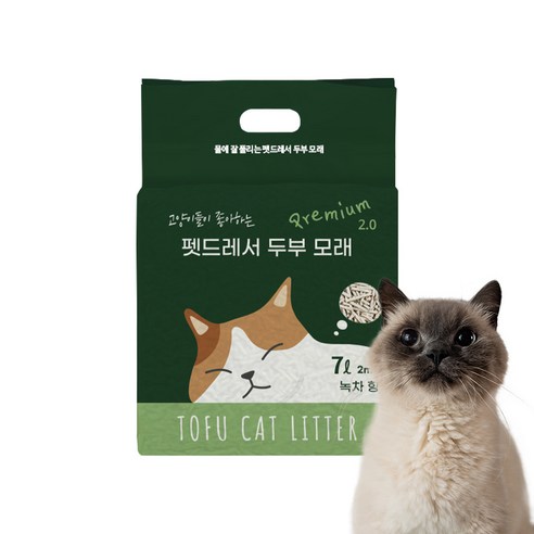 펫드레서 응고형 두부 고양이모래 2mm, 7L, 1개, 녹차향